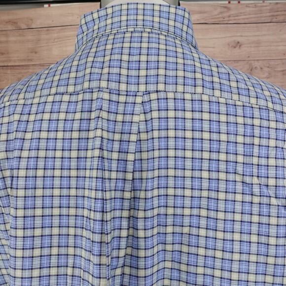 ROUNDTREE & YORKE BLUE GREEN CHECK BUTTON DOWN SHIRT MENS SIZE L LARGE - Picture 5 of 6